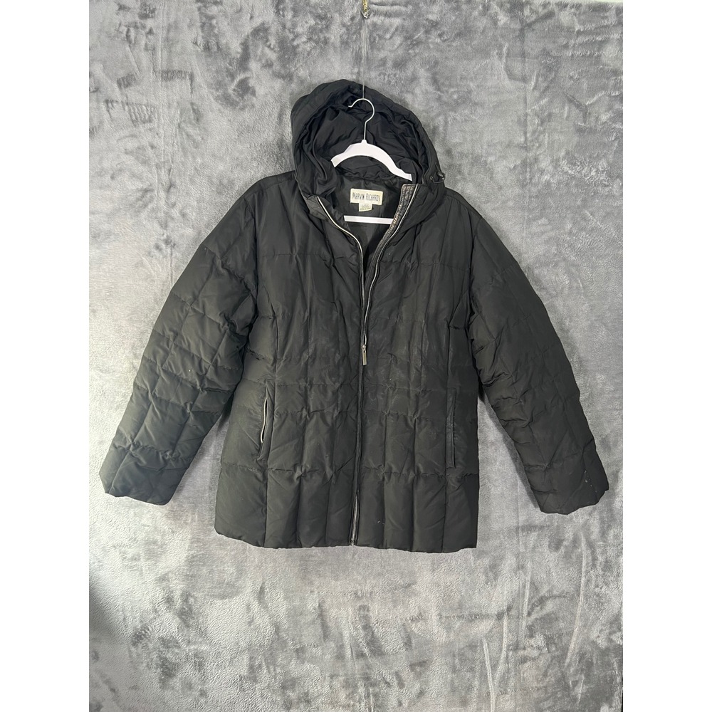Marvin Richards Black Quilted Puffer Jacket Hooded Full Zip Women Large